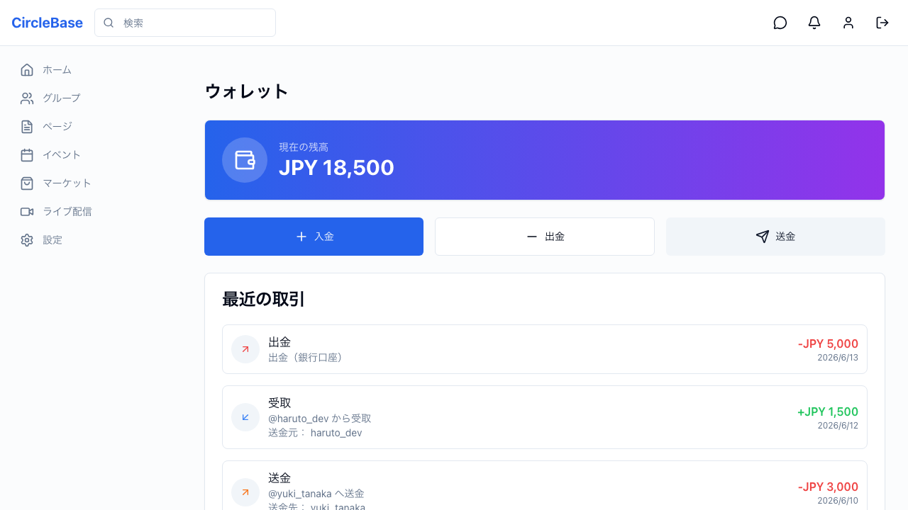 CircleBase の画面例